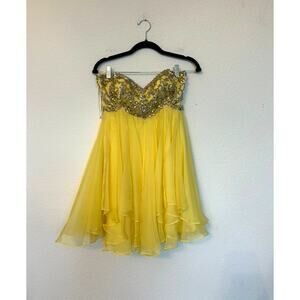 Sherri Hill Yellow Sequin Homecoming Dress